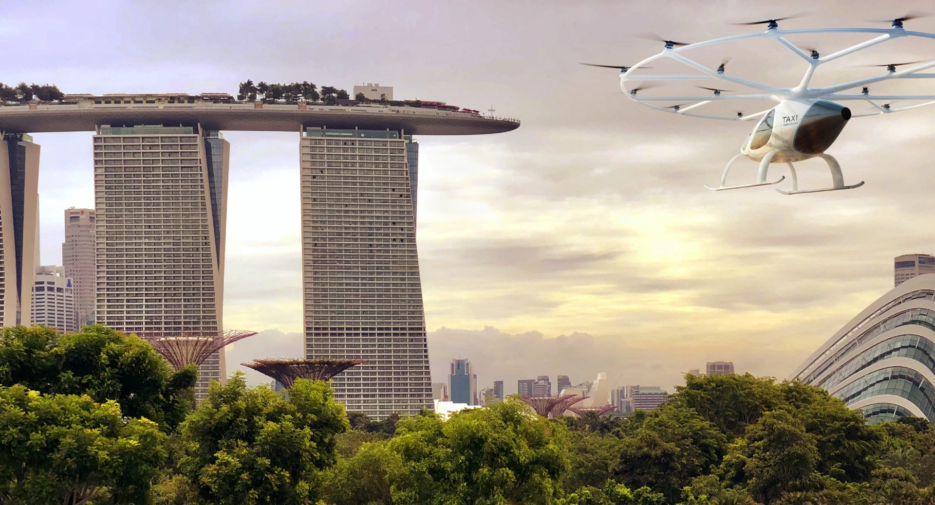The Volocopter has been flight tested over Singapore, and the enterprise plans to go commercial by 2023
