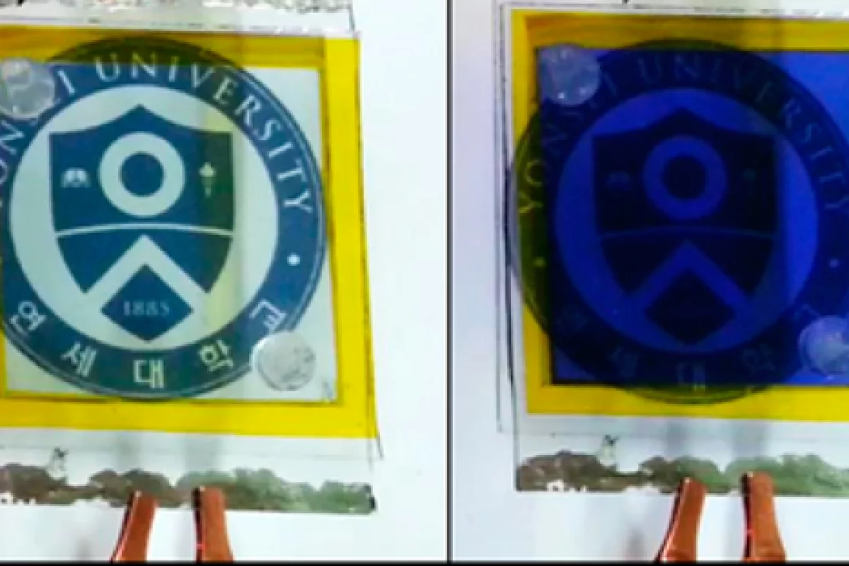 The hybrid system is used to electrically tint a display in the lab