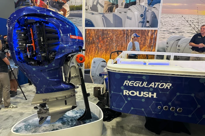 Yamaha's prototype hydrogen outboard and vessel on show at MIBS 2024