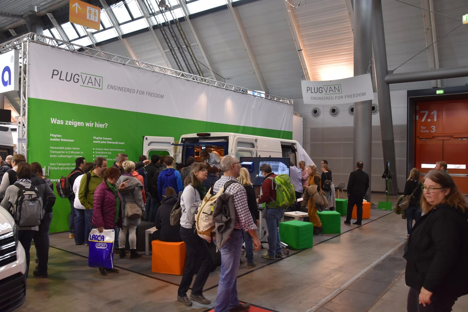 PlugVan's booth was on the outskirts of the CMT hall, but it still attracted a crowd