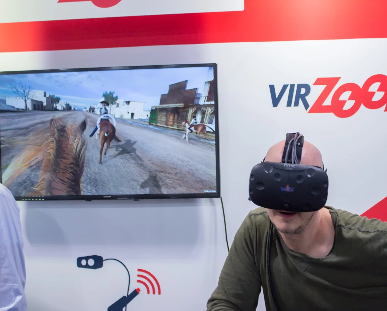 A horse-racing game inside the virtual world/very real workout