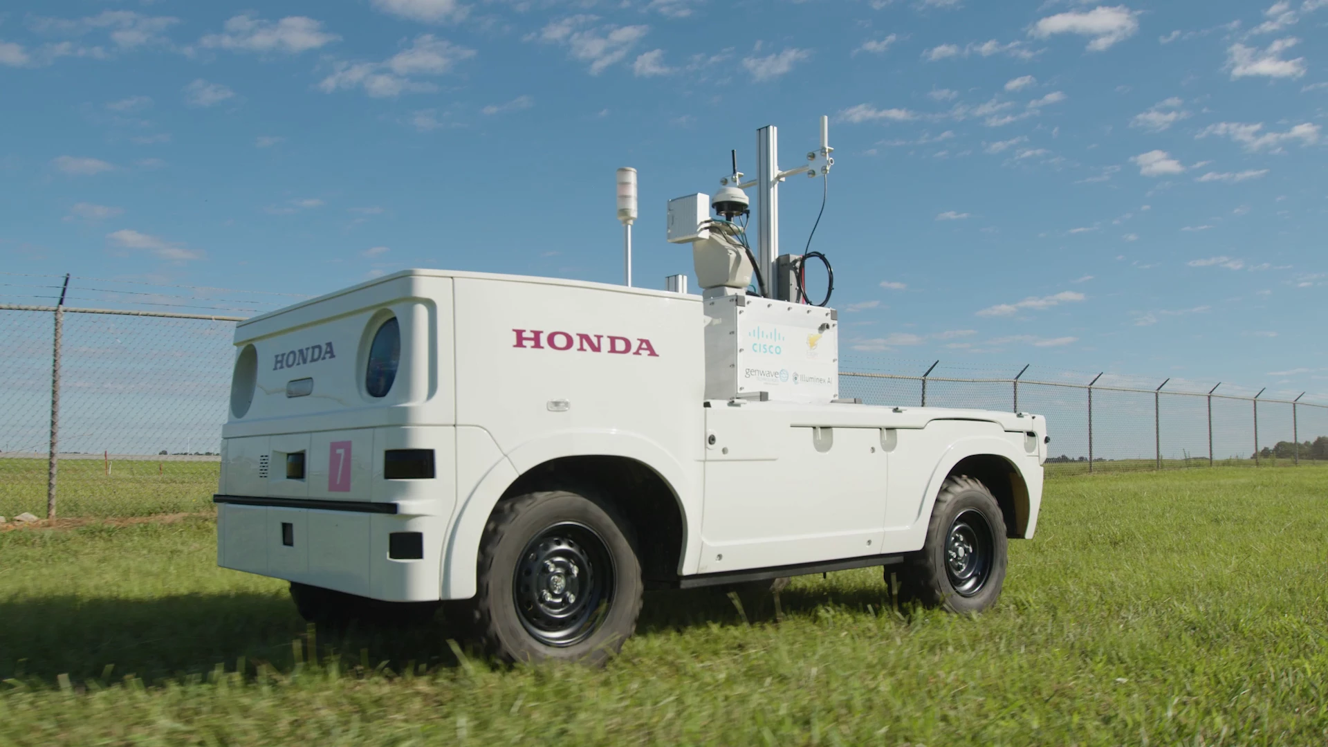 The prototype Autonomous Work Vehicle has been enhanced with use-specific technologies to demonstrate its application as a perimeter fence inspection tool at Toronto Pearson Airport