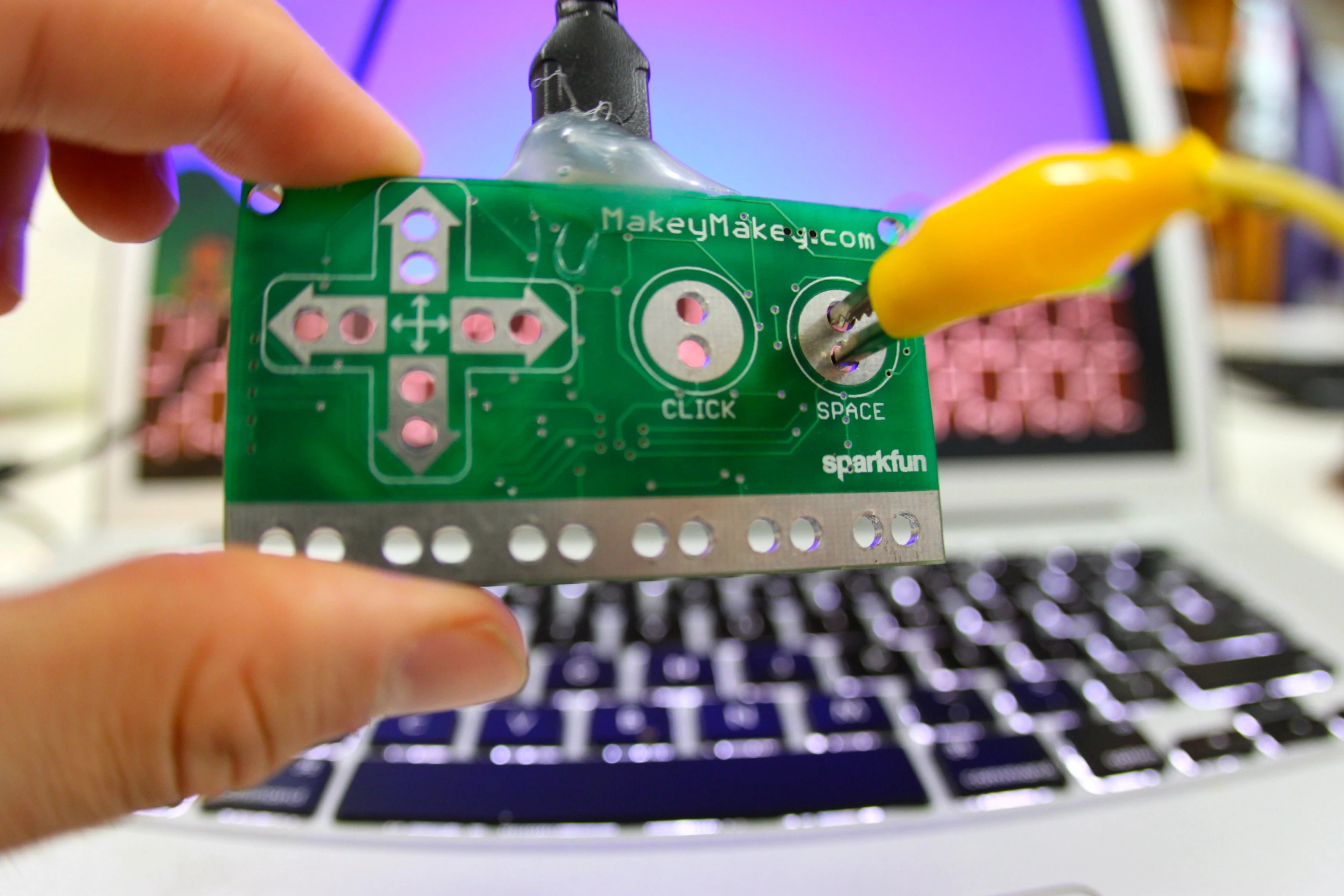 The second Makey Makey prototype in attractive PCB green