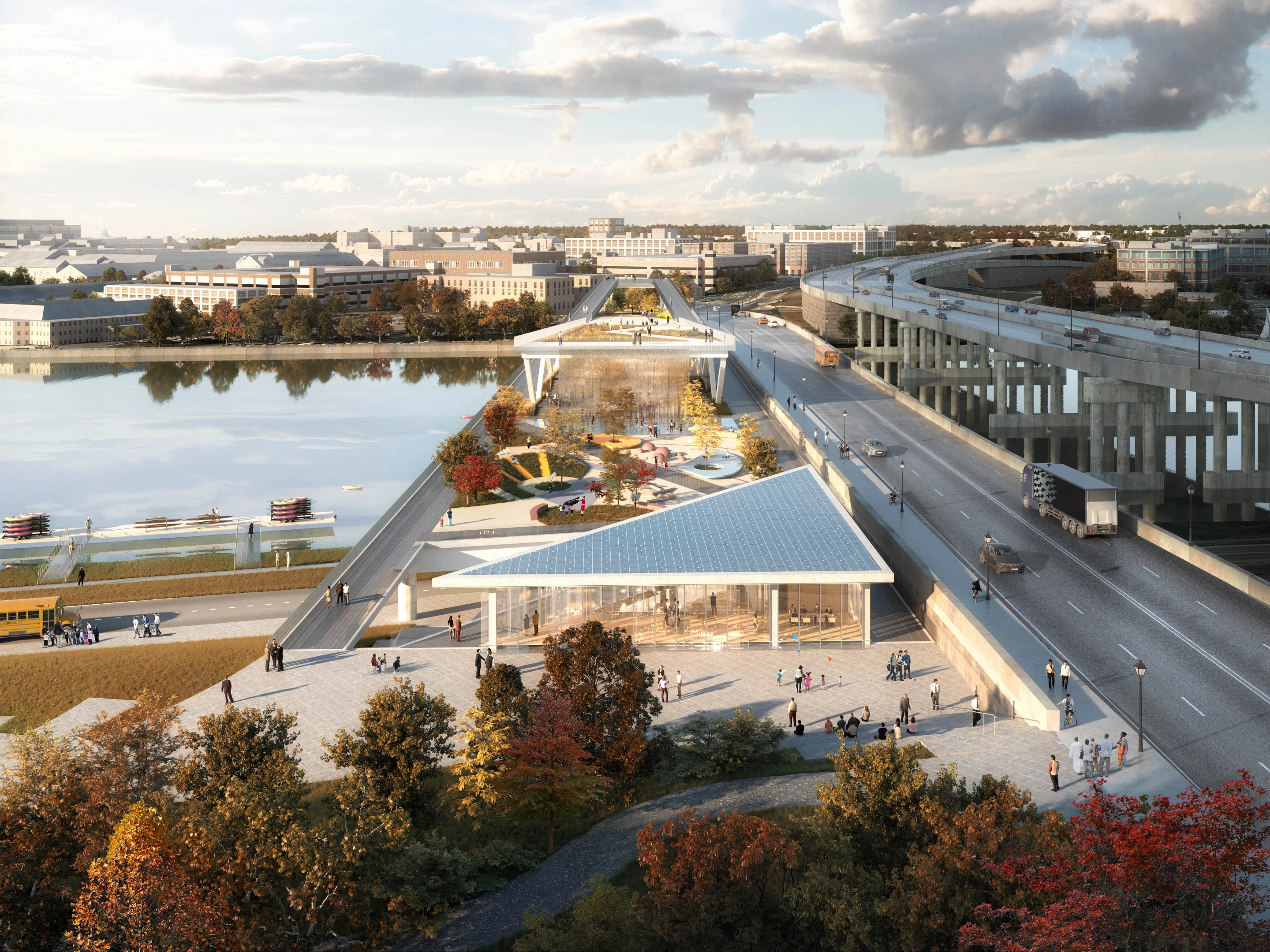 Some sustainable technology is planned for 11th Street Bridge Park, including solar power and rainwater capture and use