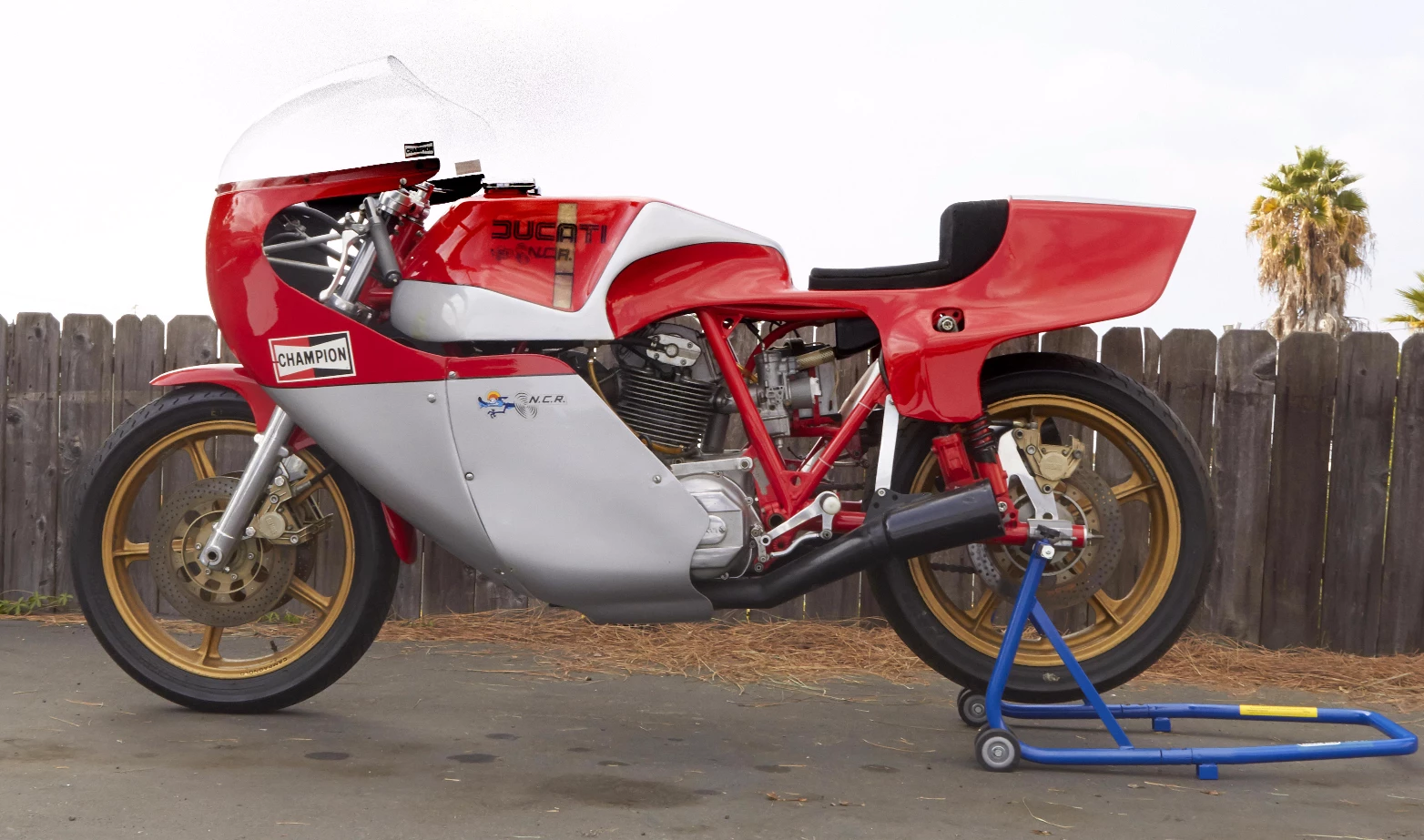 this is one of the fabled Ducati NCR F1 bikes which made their name when Mike Hailwood came out of retirement at 37 years of age to ride one and won at the Isle of Man in record time. This bike is a square case 1979 model and carries an estimate of $85,000 to $100,000. It's a genuine very low production run racing machine - probably one of 25 or thereabouts. If such a bike can be obtained for under $100,000, it must surely be about to enter a sweet spot in appreciation.