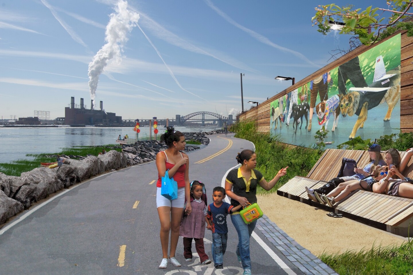 Improved access to the waterfront will be delivered and a waterfront park at 134th Street will be created
