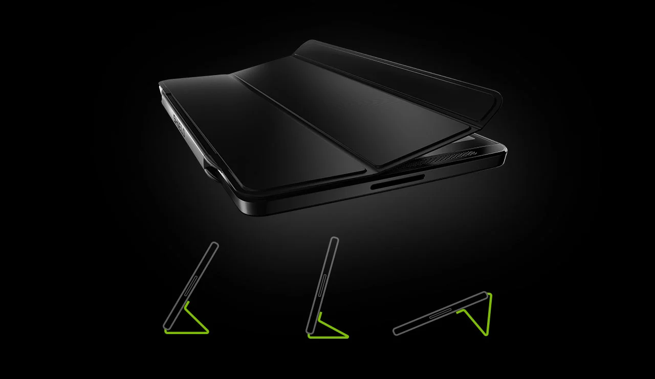 The optional hinged case helps make the tablet perfect for gaming