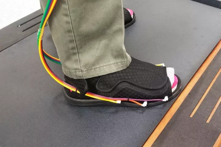 The prototype insoles – the final version would be much more self-contained