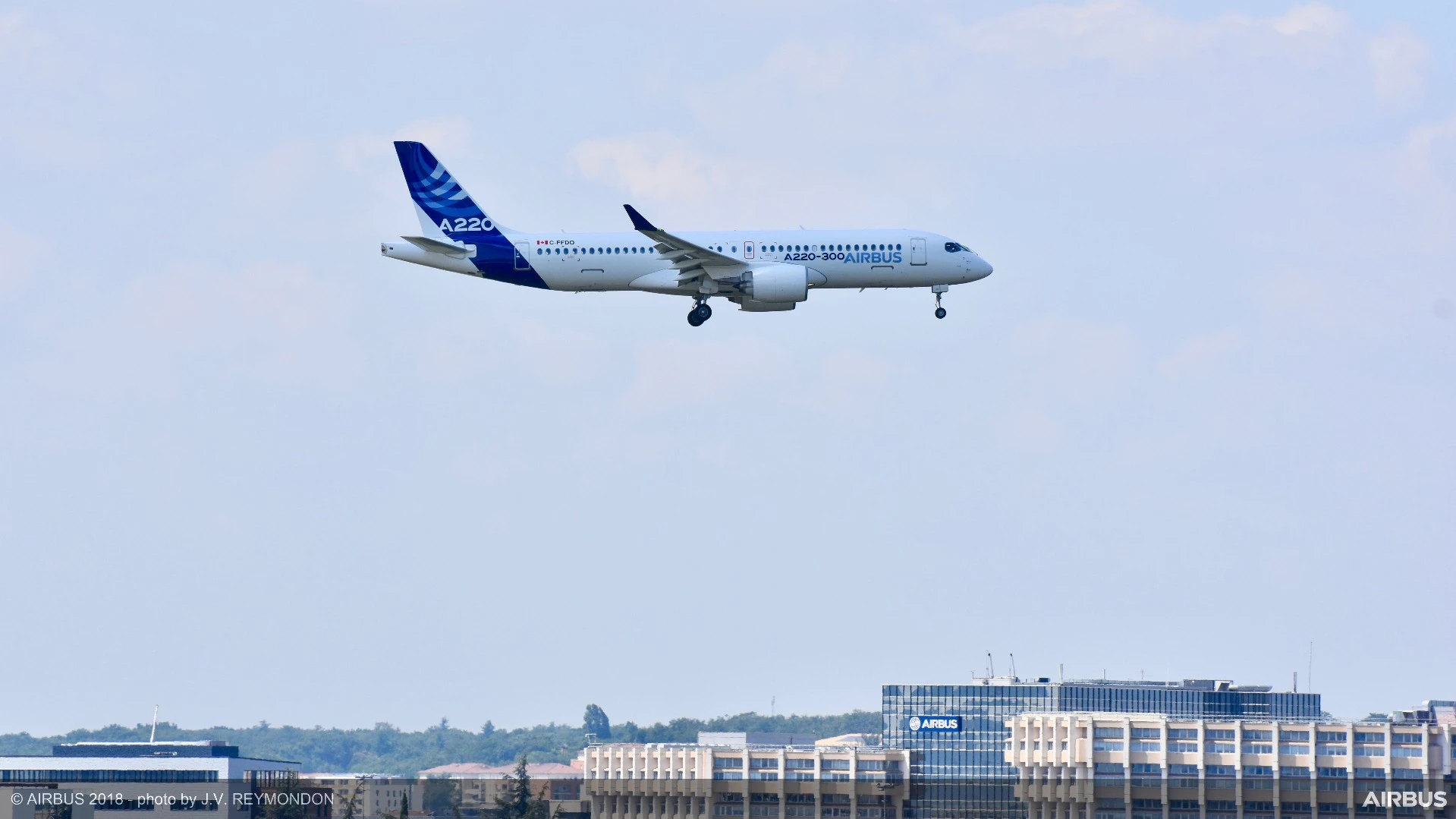 The A220-300 over Toulouse