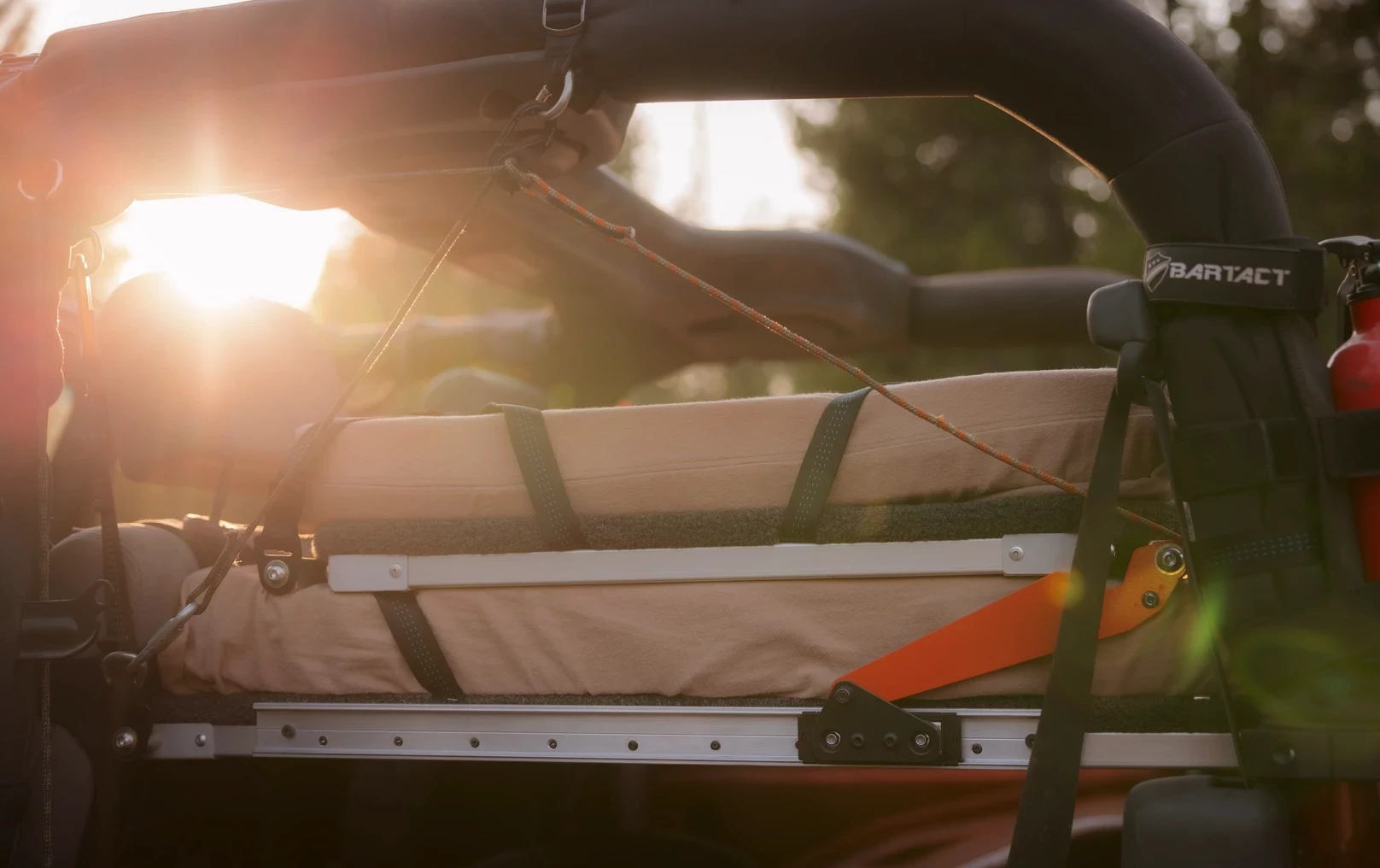 During the ride, the Oryx Platform bed folds up neatly behind the front seats