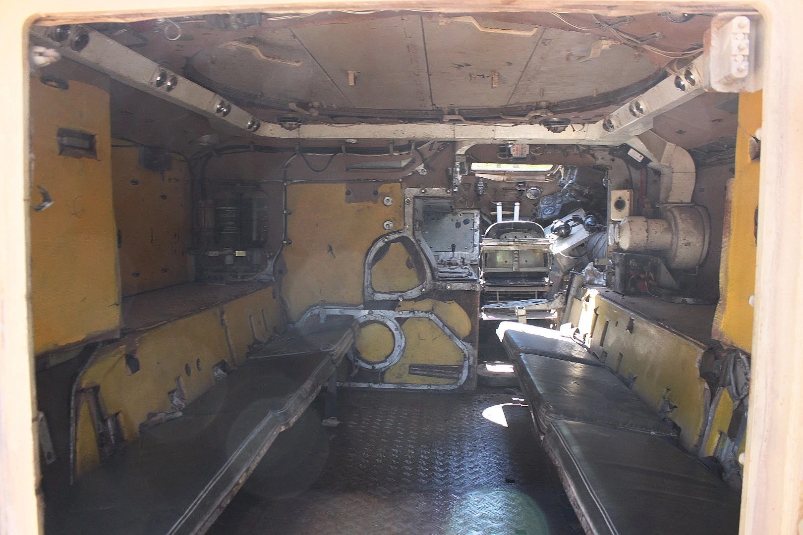 The accommodations inside the FV432 APC are Spartan, to say the least