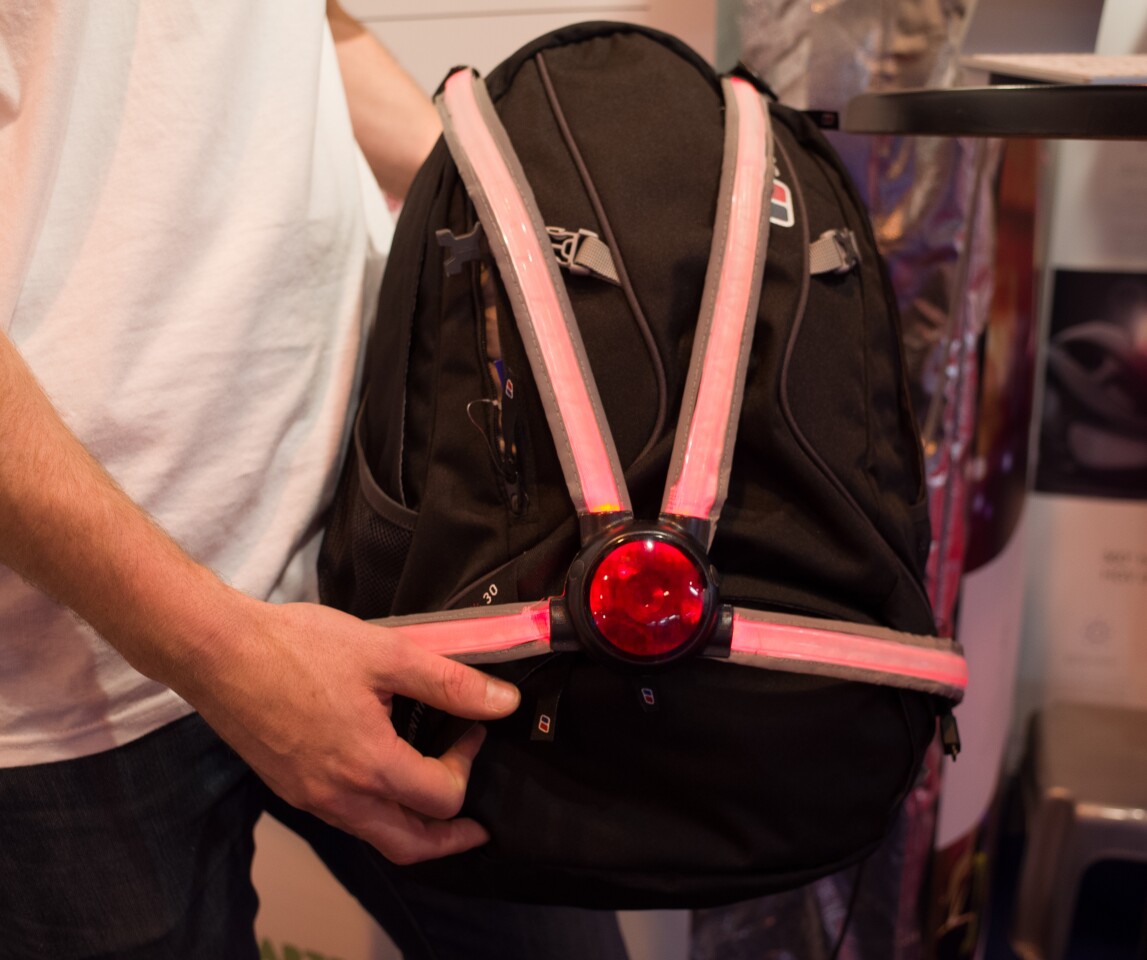 The Commuter X4 consists of a central LED light and four fiber optic light guide straps