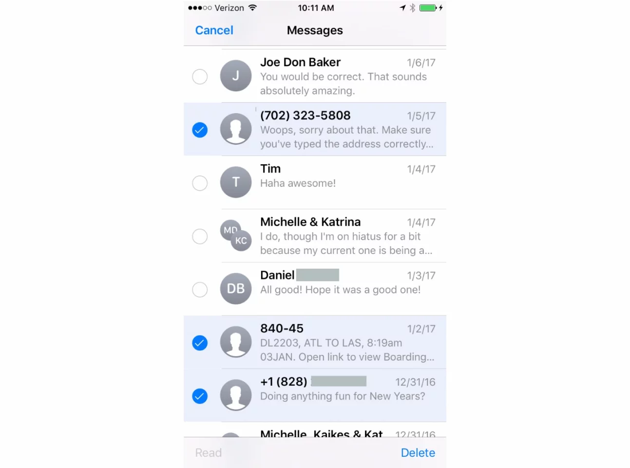 Deleting old messages can free up space