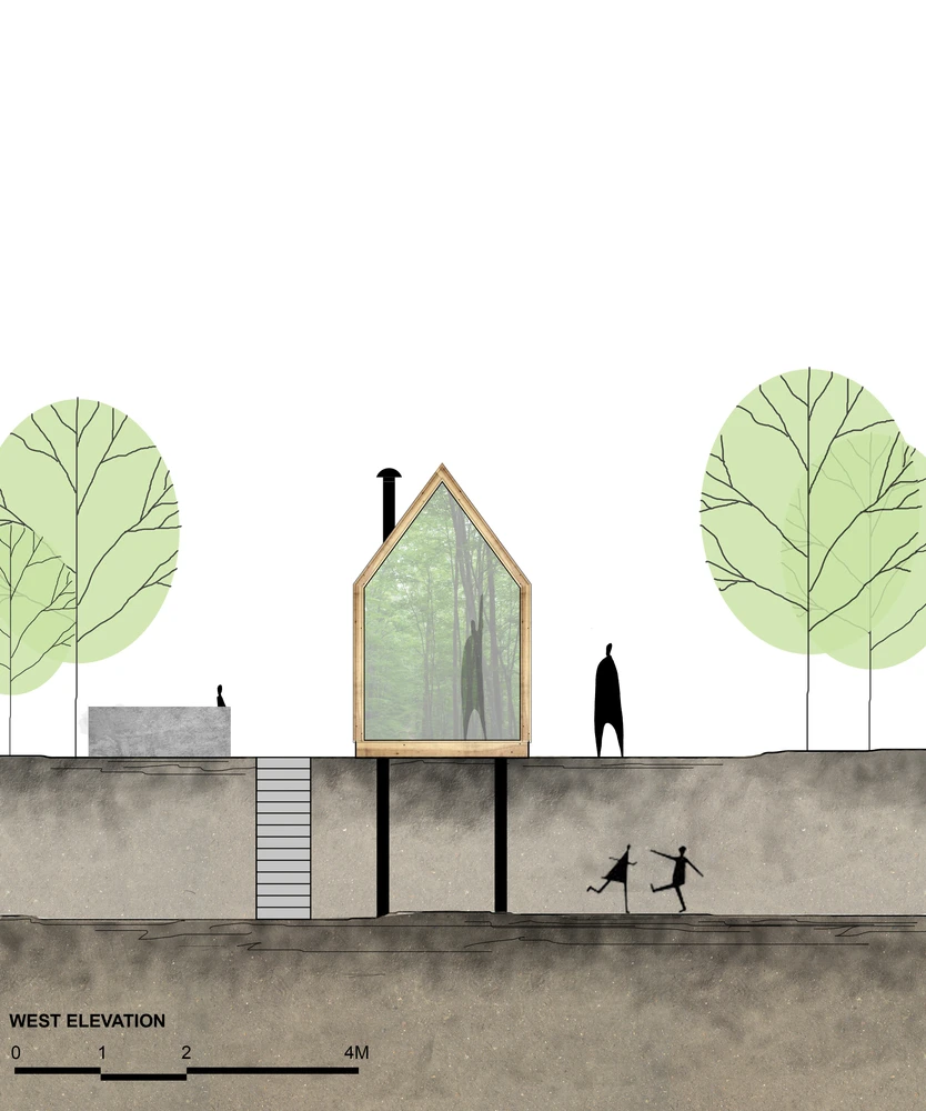 Cross section plans of the Forest House by Chu Van Dong