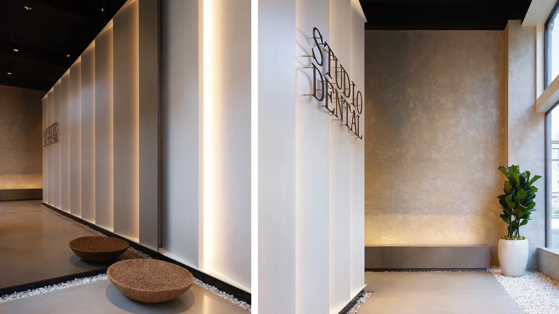 Studio Dental II's interior design hinges on a conceptual lantern that from within the building’s dark core emanates luminosity and transparency