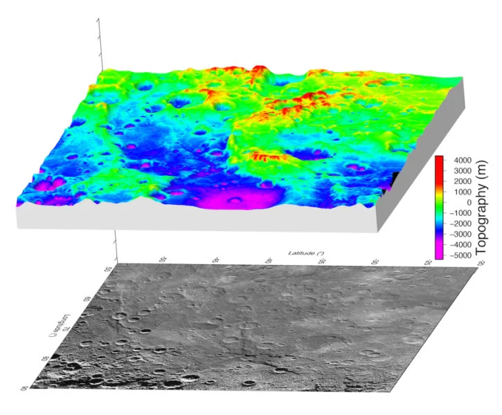 The topographical map created using MESSENGER data