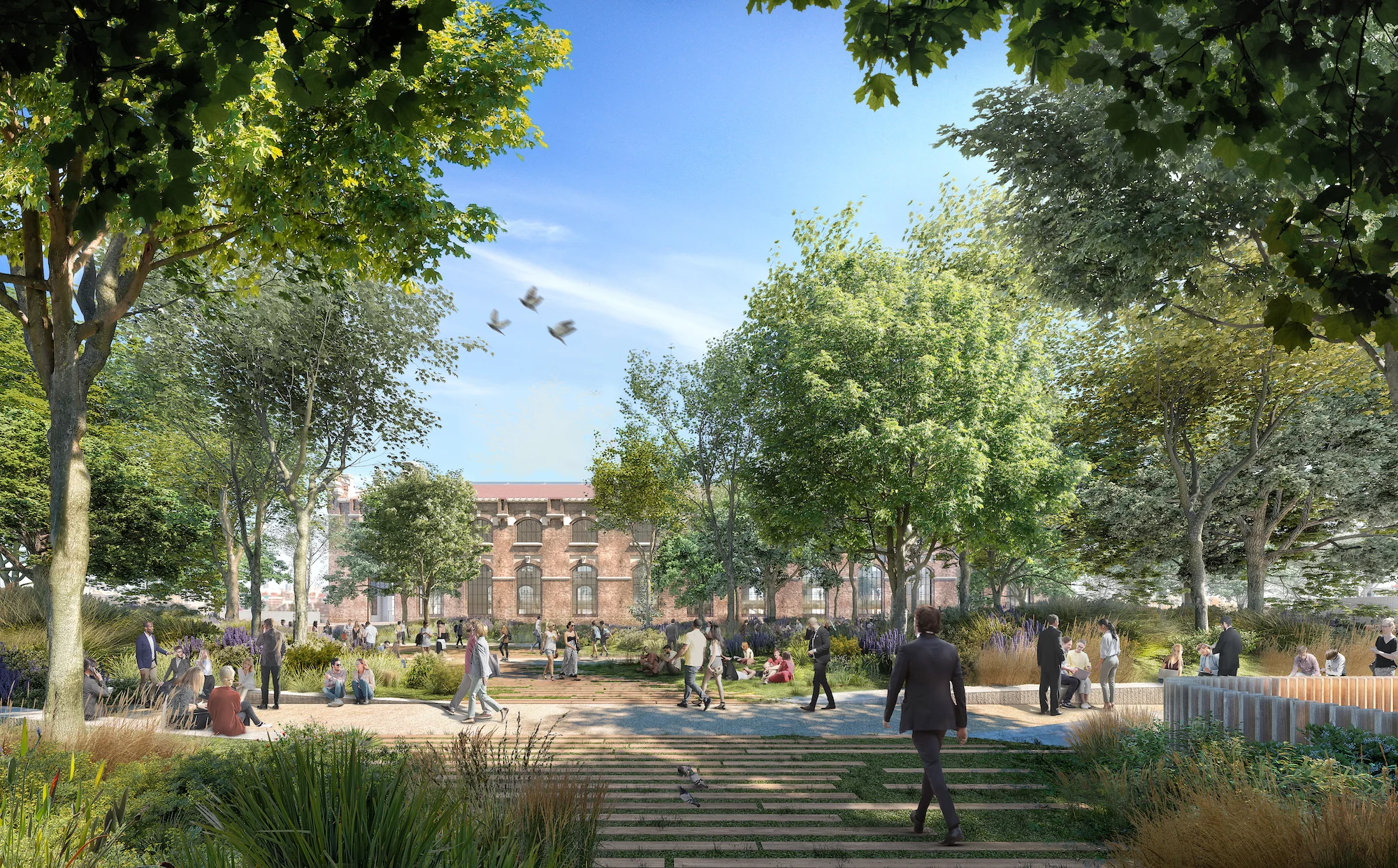 Acciona Ombú will include a sizable park area that connects to a nearby metro station