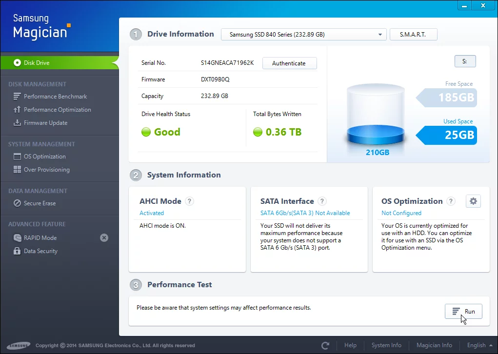 Samsung Magician makes sure your SSD is optimized