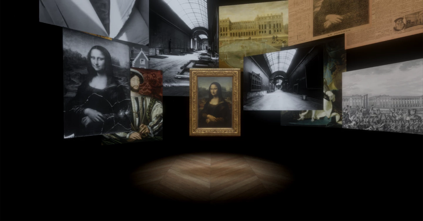 The VR experience cuts away the crowds and allows visitors to get up close to the famous painting and dive beyond, into the Mona Lisa universe