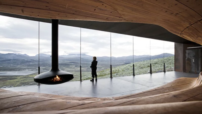 Cultural category winner: Tverrrfjellhytta Norwegian Wild Reindeer Centre Pavilion, Hjerkinn, Norway - interior view (Photo: Ketil Jacobsen)