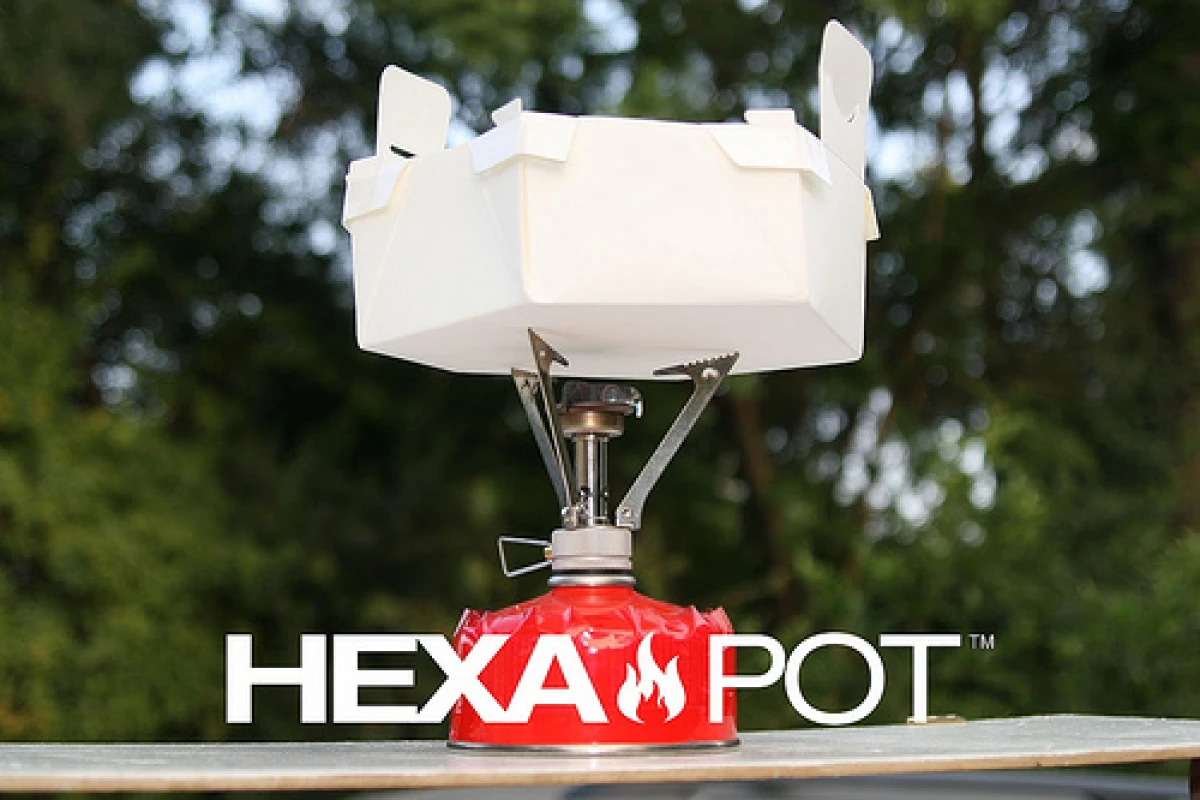 The Hexa Pot is a lightweight cooking pot that folds flat