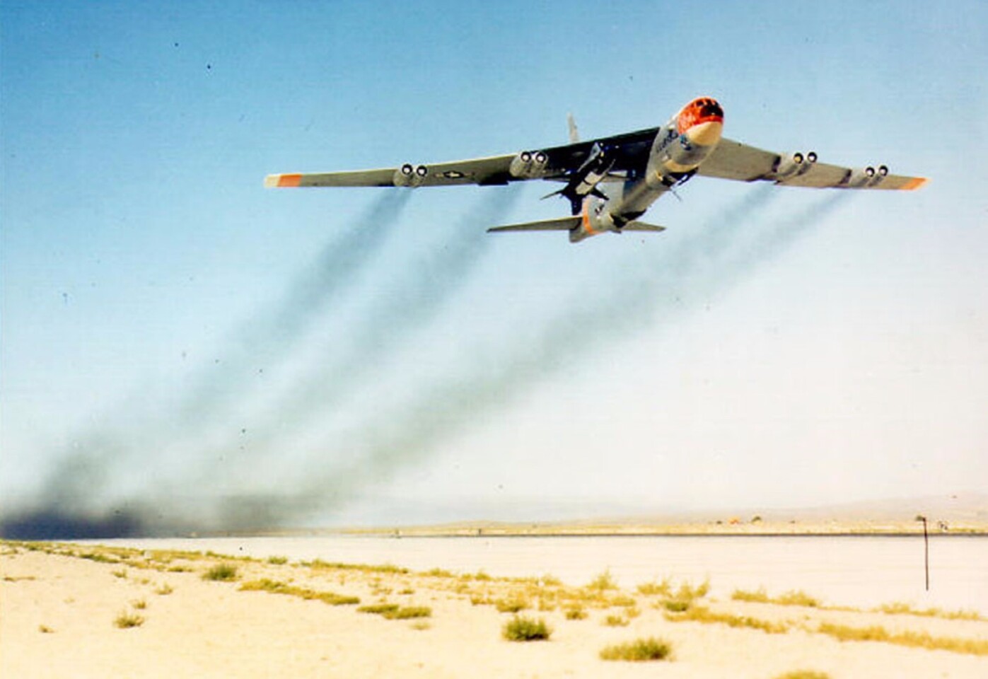 B-52 with X-15 taking off from Edwards Air Force base