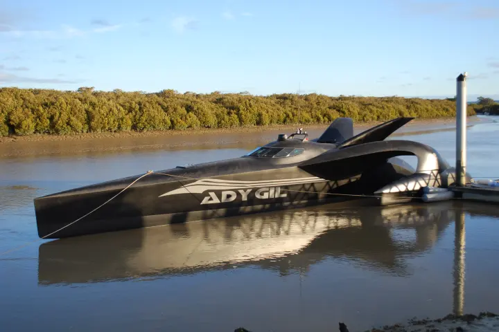 Capable of 50 knot speeds, the 24m tri-hull Ady Gil will fight whaling in the Antarctic ocean