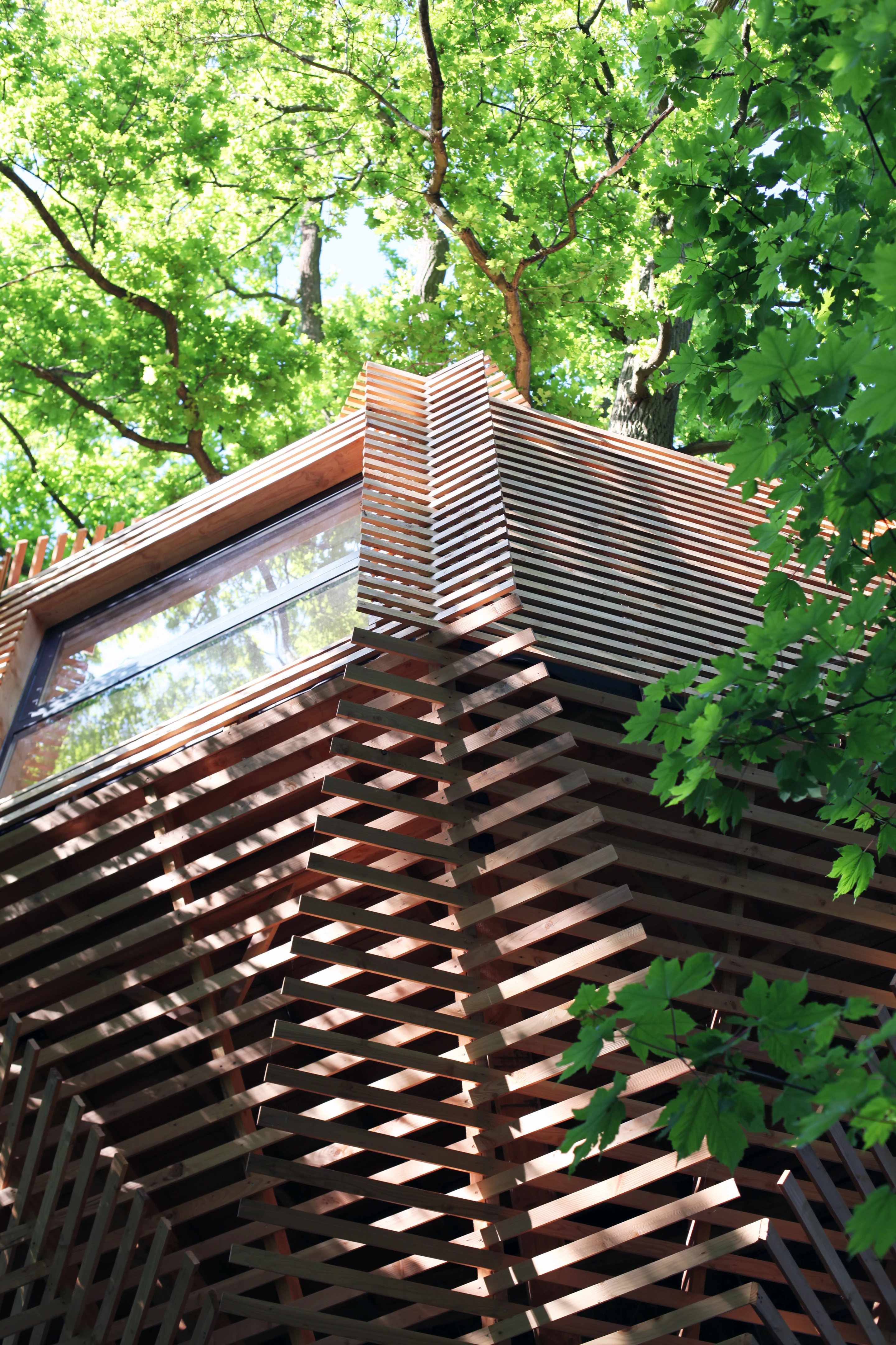 Geometric treehouse packs unexpected treetop luxury