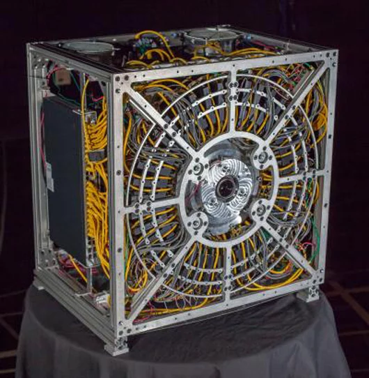 The prototype 50-gigapixel camera that incorporates 98 tiny cameras into one device (Photo: Duke University Imaging and Spectroscopy Program)