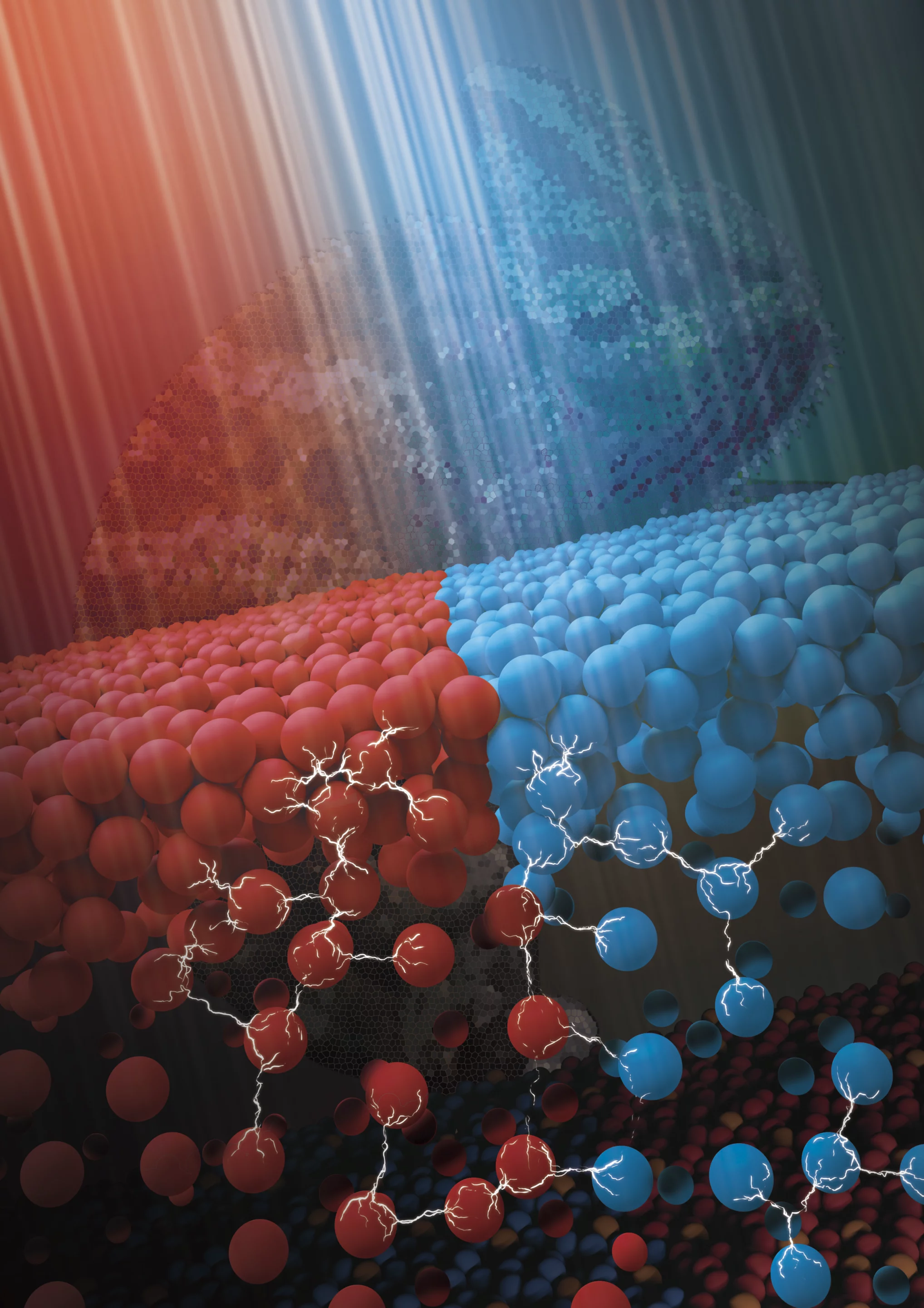 New color-changing materials are made up of different-colored microbeads that rise or sink in response to different colored light