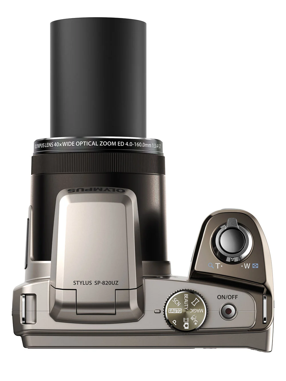 The STYLUS SP-820UZ iHS features a 4 - 160 mm (22.4 - 896 mm 35 mm film equivalent) 40x optical zoom wide-angle lens with an f3.4 (wide) to f5.7 (telephoto) aperture range
