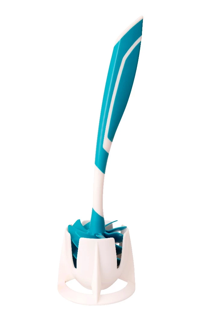 Because the shape of the blades allow for air to flow through the brush, it is said to retain less water in the aftermath