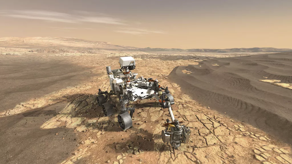 Artist's concept of the Perseverance rover on Mars