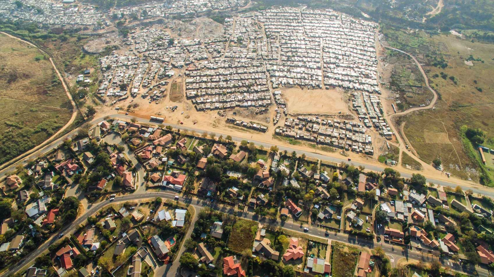 The fringes of the Kya Sands informal settlement in Johannesburg, South Africa