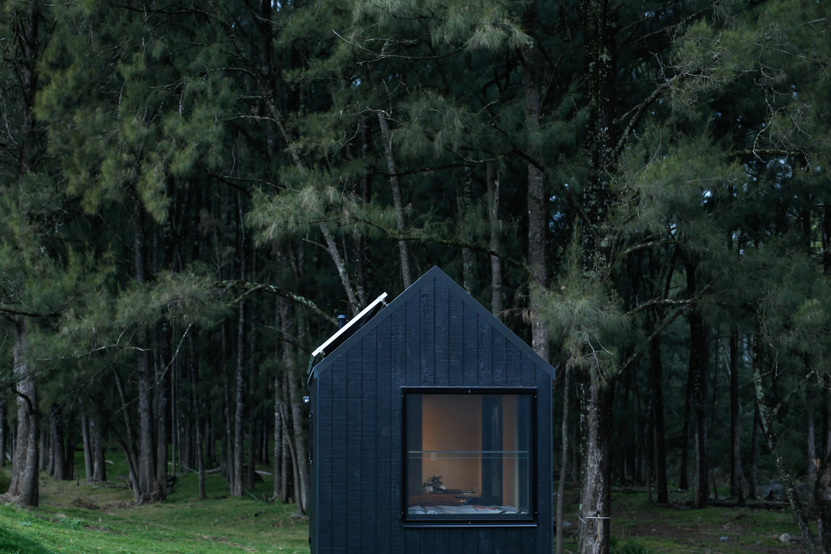 The Barrington Tops Cabin features a timber frame and rigid foam insulation