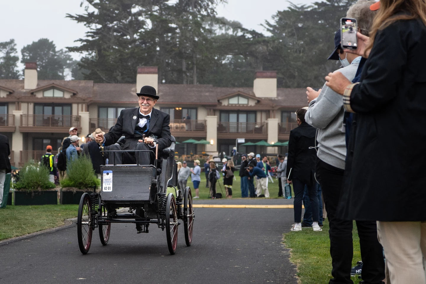 Richard Riker proudly drives the 1896 Riker Electric Prototype built by his grandfather Andrew Riker 125 years ago in Brooklyn, New York.