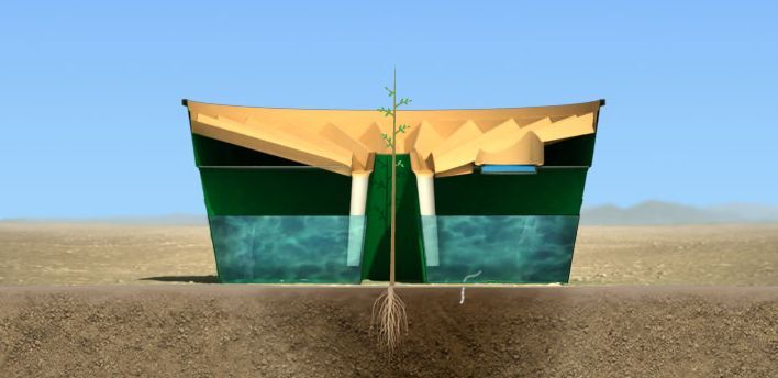 The Groasis Waterboxx is a low-tech device that helps saplings grow into trees in inhospitable environments