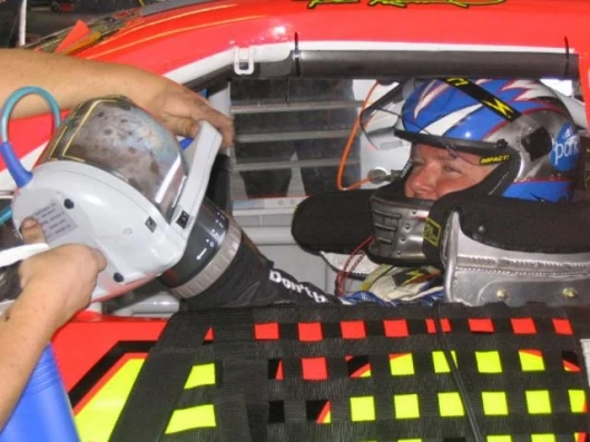 Frank Kimmel, Driver – All Time Leader in ARCA Purse Winnings - cools down using Core Control during a race.