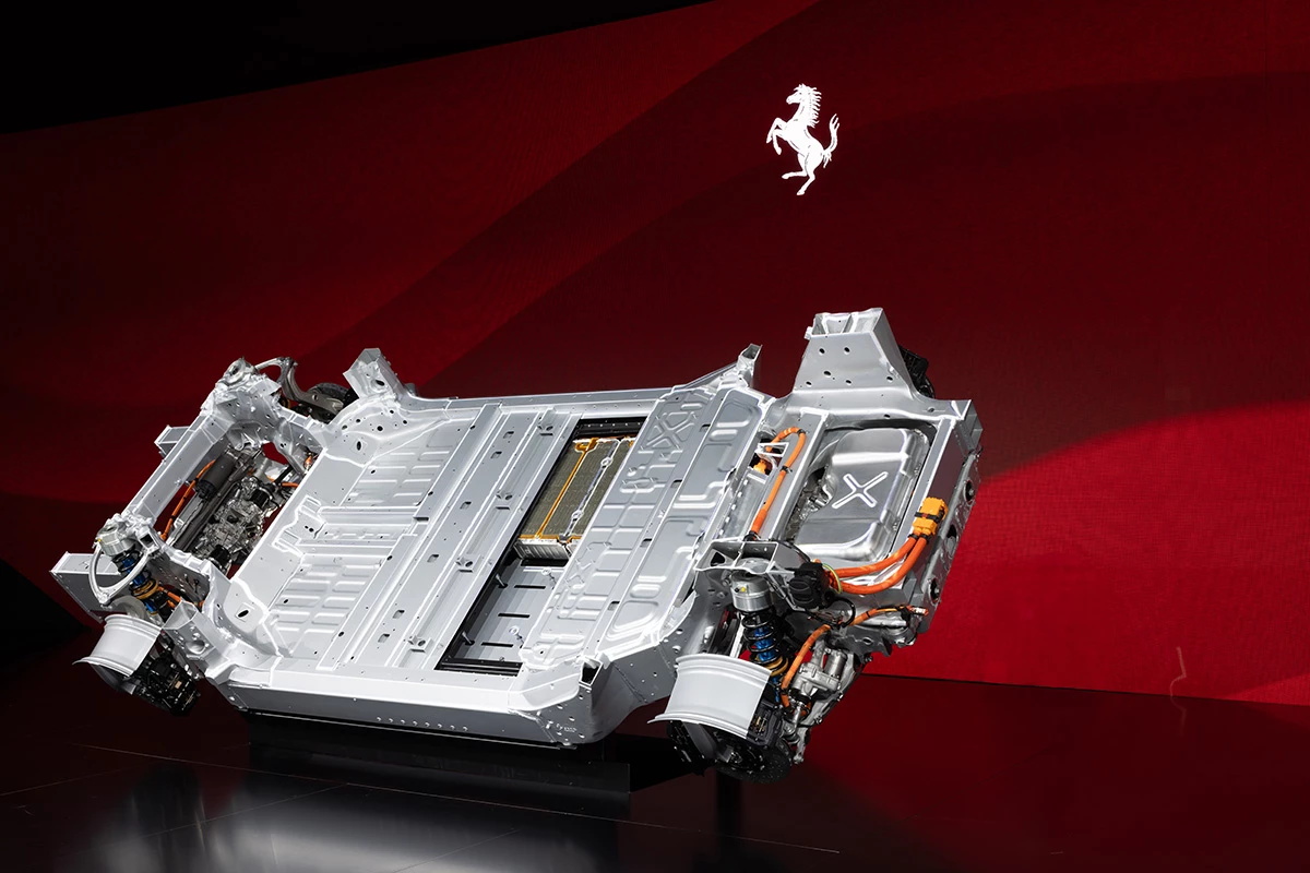 The all-new chassis fits 85% of the battery in the floorpan and is made from 75% recycled aluminum