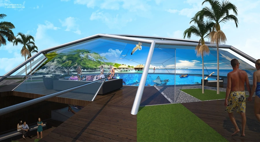 The internal ceiling of the dome would also be used to show content