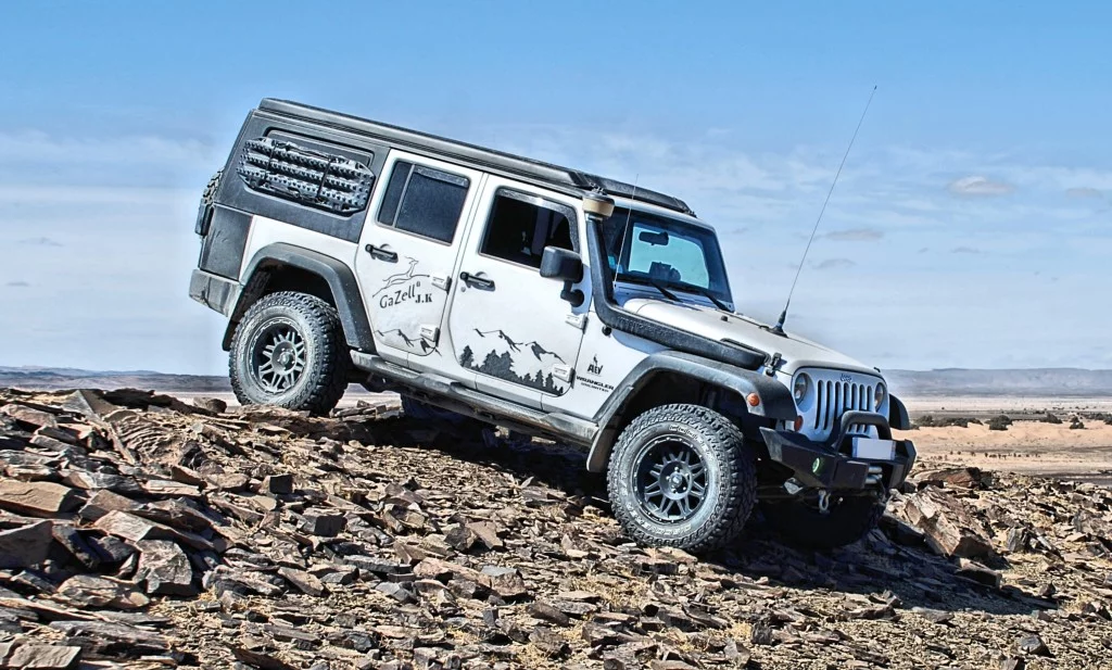 The JK Gazell makes its way over some bumps