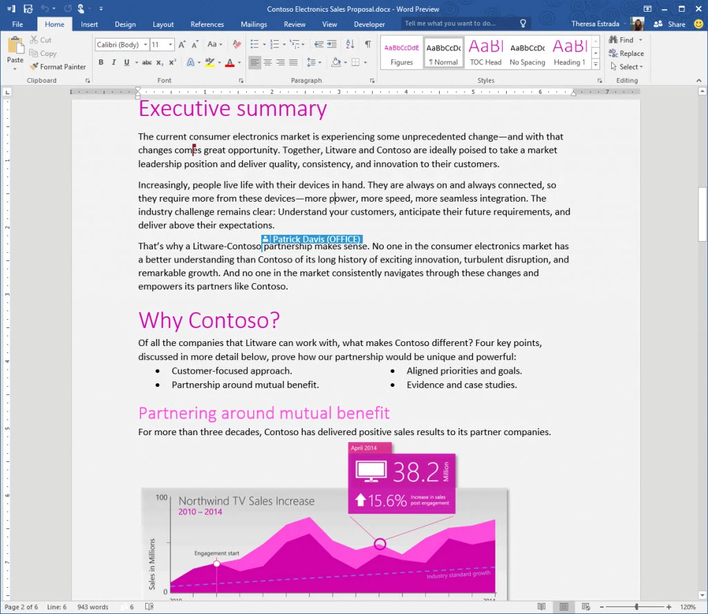 Word 2016 in the just-released Office 2016 Preview