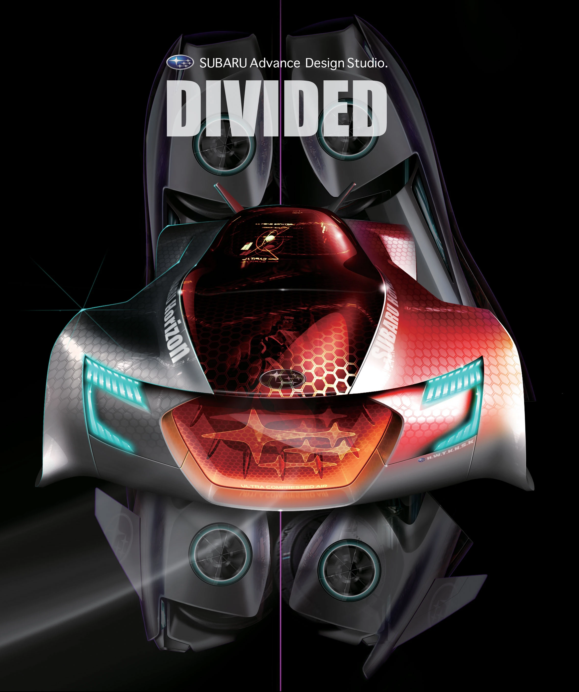 Divided poster featuring the Subaru HORIZON (Image: Subaru Design Tokyo Studio)