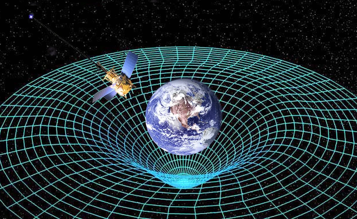 Satellite orbiting Earth is guided by the spacetime curvature generated by the Earth's mass (Photo: NASA)