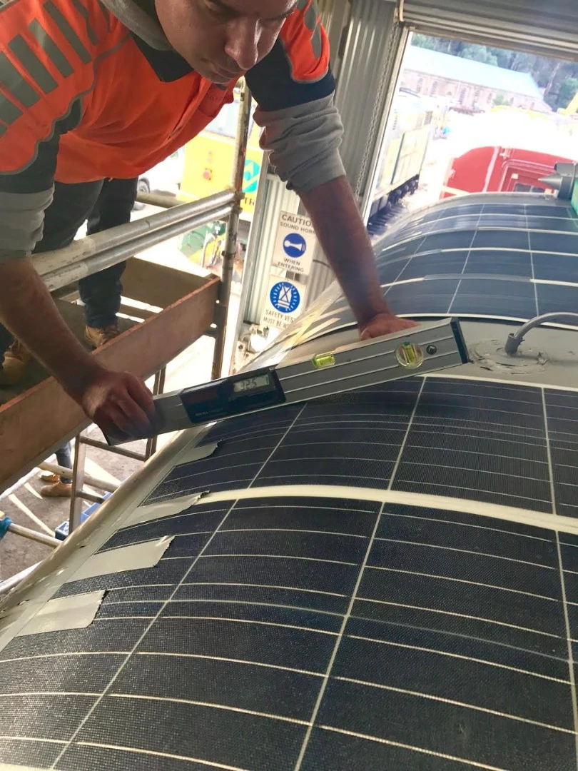 The world's first solar-powered train was fitted with custom-built curved solar panels