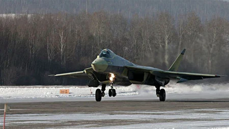 The Russian T-50 PAK-FA fighter jet prototype