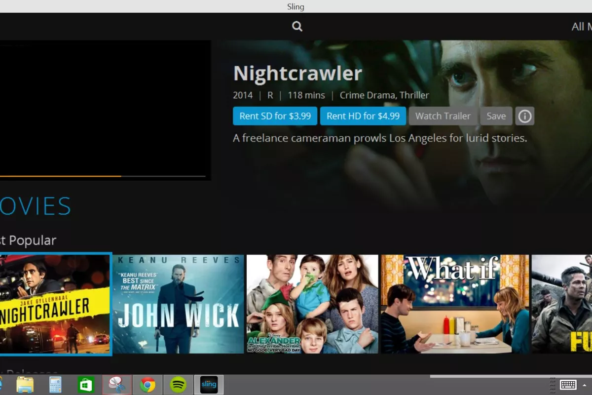 Sling streams various TV channels live and offers a selection of movies on demand