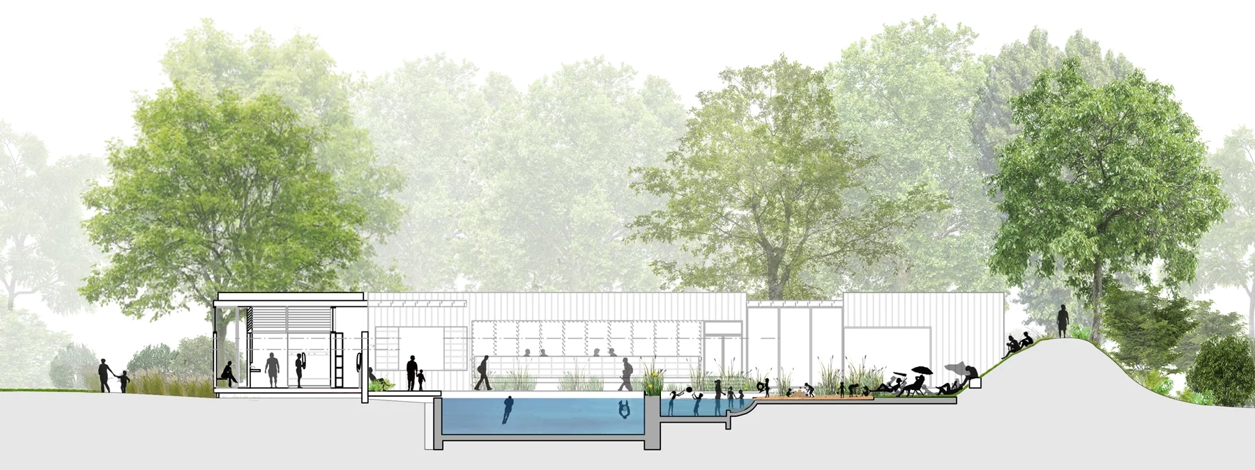 Peckham Rye Lido will also have an outdoor cinema with amphitheater seating, rooftop sunbathing areas, a restaurant, a gym and yoga and dance studio and a function room for hire