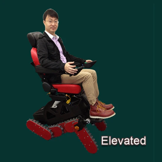 The B-Free's articulated pedrails can be used to create an elevated chair position