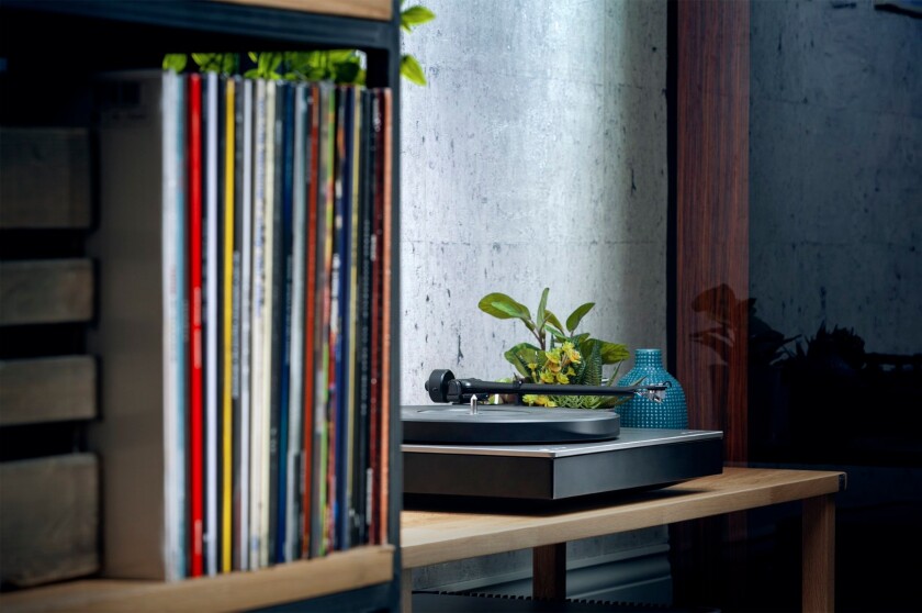The Alva TT Bluetooth-enabled turntable has a medium torque direct drive motor turning the POM platter, and a single piece tonearm that ends in a MC cartridge